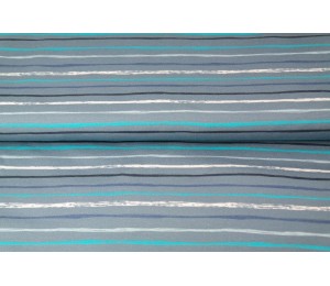 Jersey - Ringel Streifen grau blau türkis